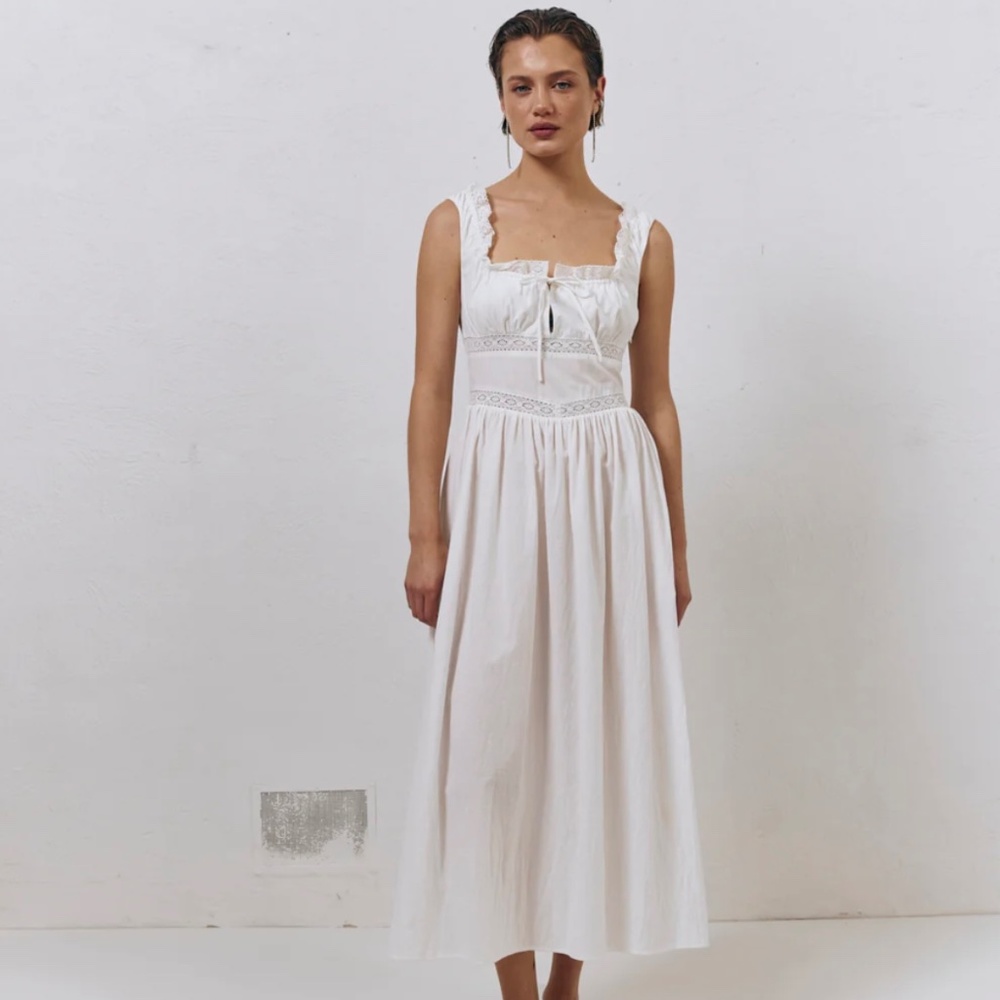 VRG GRL FRENCH SILHOUETTE MIDI DRESS WHITE AUSTRALIAN 12